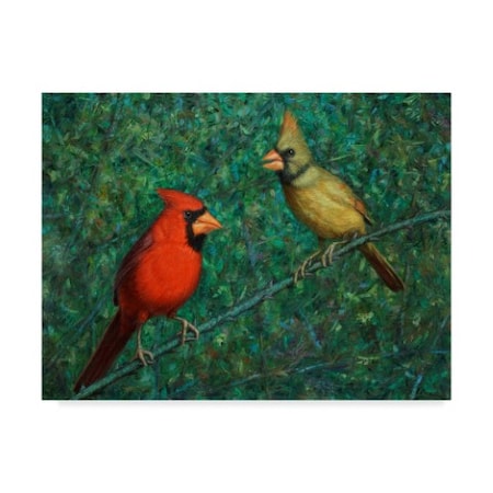 James W. Johnson 'Cardinal Couple' Canvas Art,24x32